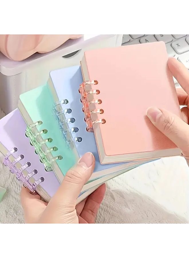 4 Pack A7 Spiral Notebooks Light Sugar Color Portable Pocket Size with Elastic Closure - Image 1